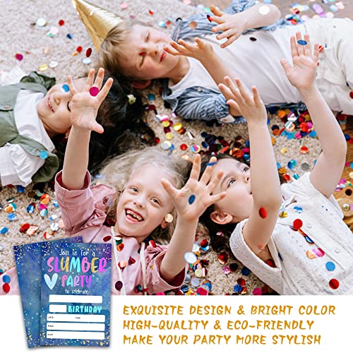 Slumber Party Birthday Invitations with Envelopes 20 Pack