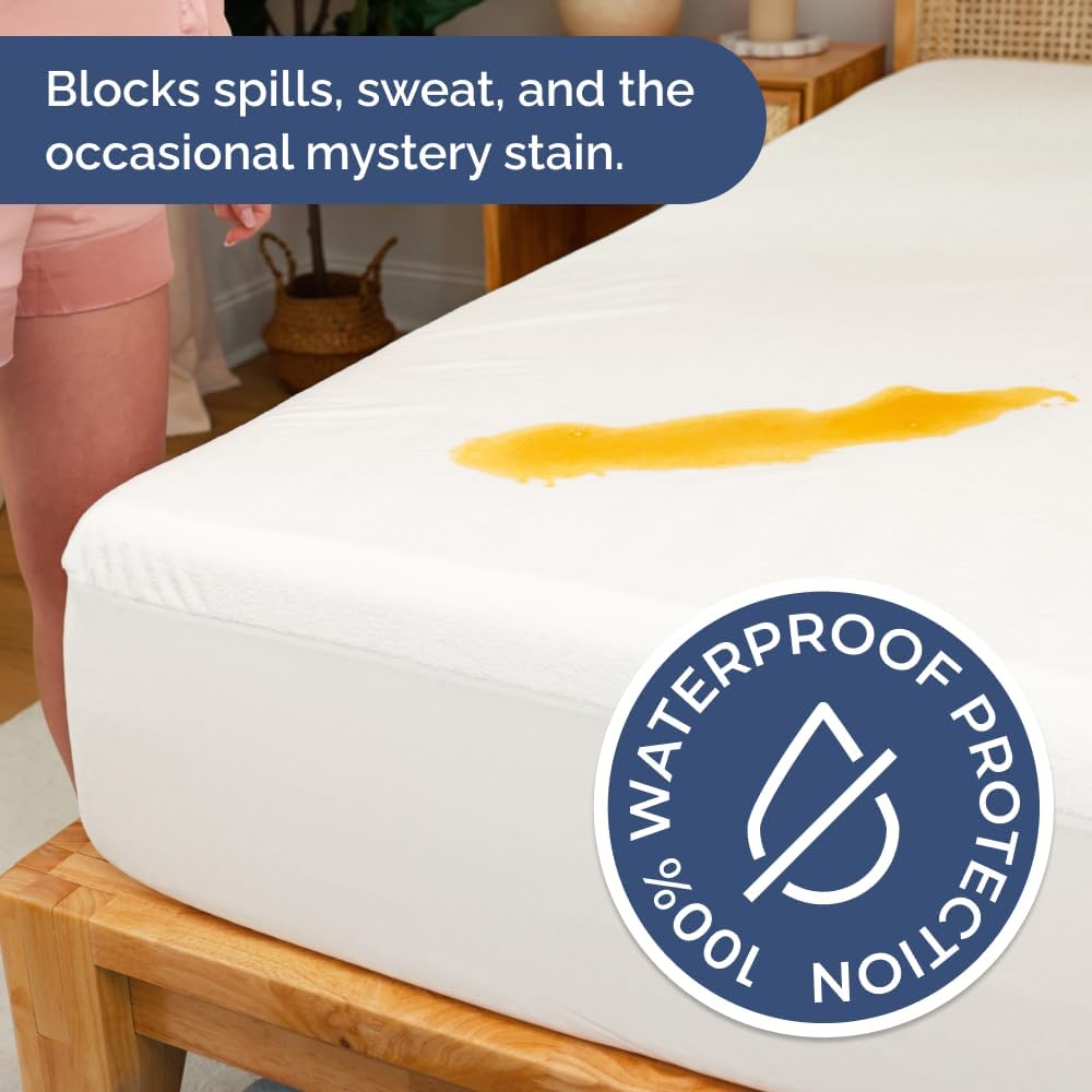 Queen Mattress Protector by [Brand Name] - Waterproof Bed Cover with 16" Deep Pockets | Soft, Breathable, Noiseless