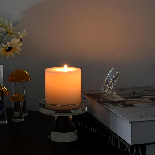 Crystal Taper Candle Holders - Elegant 3-Inch Decorative Centerpiece for Weddings & Dining