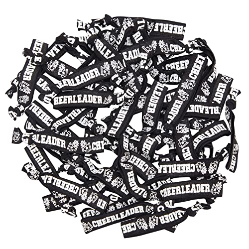 Zodaca Black Cheer Bracelets 50 Pack - Ponytail Holders & Hair Ties