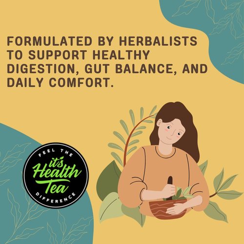 Gut Balance Herbal Tea – Supports Overall Gut Microbiome Health & Occasional Bloating Support | After-Meal Digestive Comfort | Caffeine-Free Loose Leaf Botanical Blend (35 Unbleached Tea Bags Included)*