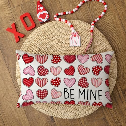 Valentine's Day Pillow Cover 12x20 Inch Colorful Heart Decor