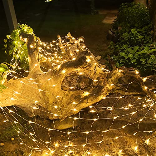 Christmas Net Lights 360 LED Mesh Fairy String Lights 12ft x 5ft Warm White Connectable Outdoor Holiday Decor