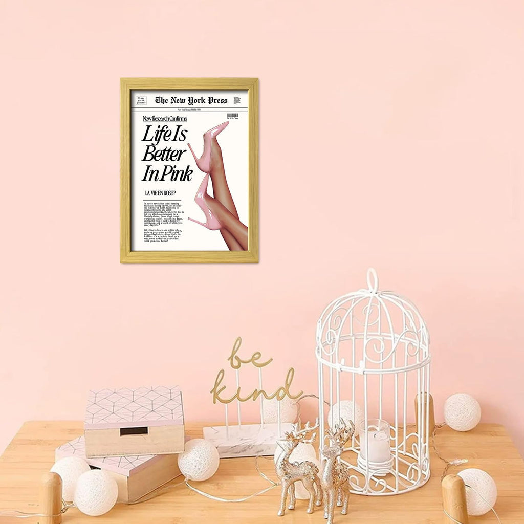 Skiennix Framed Baby Pink Wall Art - Trendy Canvas Print for Aesthetic Room Decor | Perfect for Bedrooms