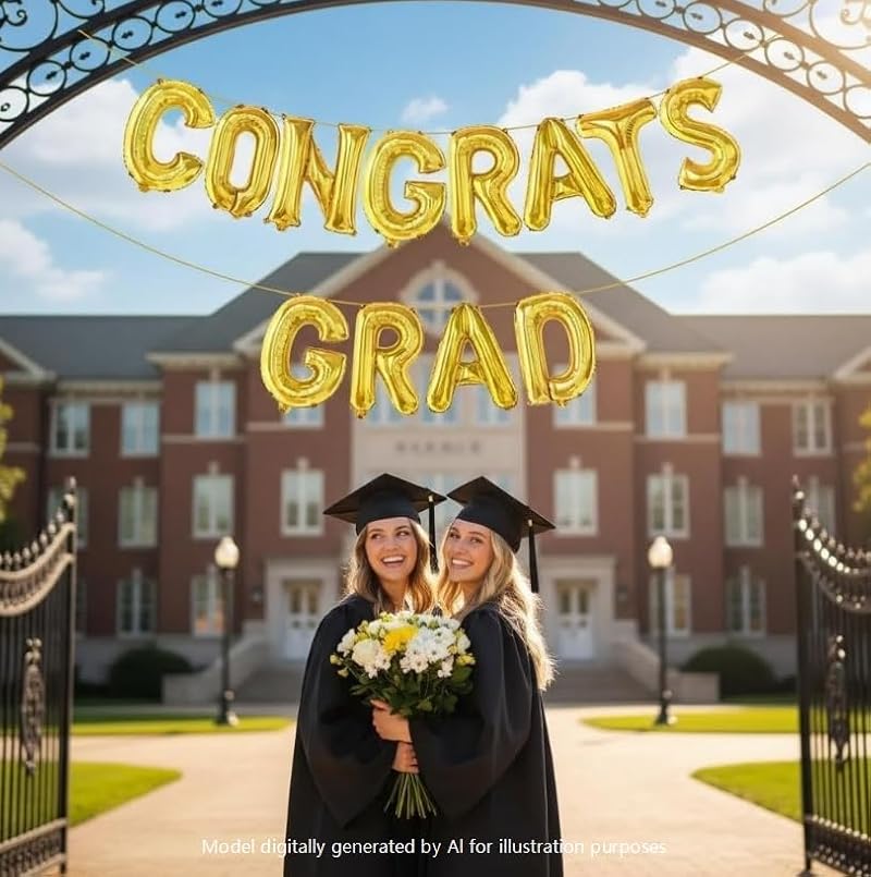 16 Inch Gold Congrats Grad Balloon Banner for Graduation Party