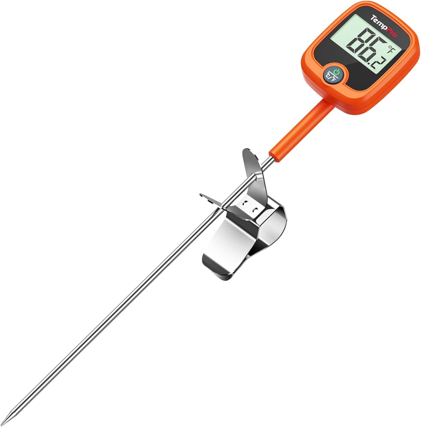 TempPro Candy Thermometer - Instant Read 10" Long Probe with Pot Clip & LCD Display for Cooking Oil & Sugar