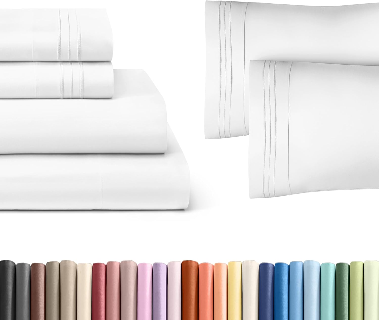 White 4-Piece Queen Sheet Set by [Brand Name] - Luxurious Bedding with Deep Pockets & Soft Pillowcases