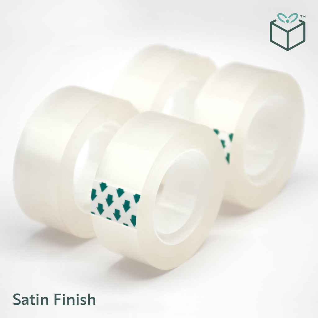 Wrap Buddies Adhesive Tape Rolls - Clear Satin Finish Refills for Crafting & Wrapping - 4 Pack