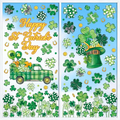 St. Patrick's Day Window Clings 8 Sheets Shamrock Glass Decals