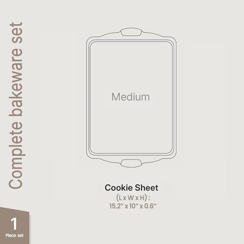 BAKKEN Nonstick Baking Pan - Durable Carbon Steel Cookie Sheet with Red Silicone Handles | 15.15 x 10.03" Oven Safe Up to 450°F