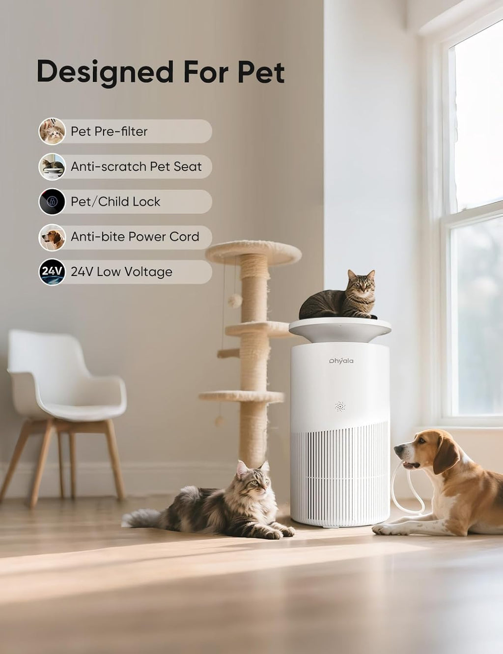 Skiennix Air Purifier - H13 True HEPA for Large Rooms up to 3620Ft² | Smart WiFi, 360° Intake, Quiet 22dB