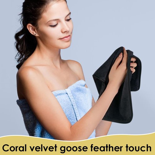 VIVOTE Hand Towel Set, Super Soft Absorbent Microfibre Hand Towels, Black, 2 Pack, 30 x 50cm