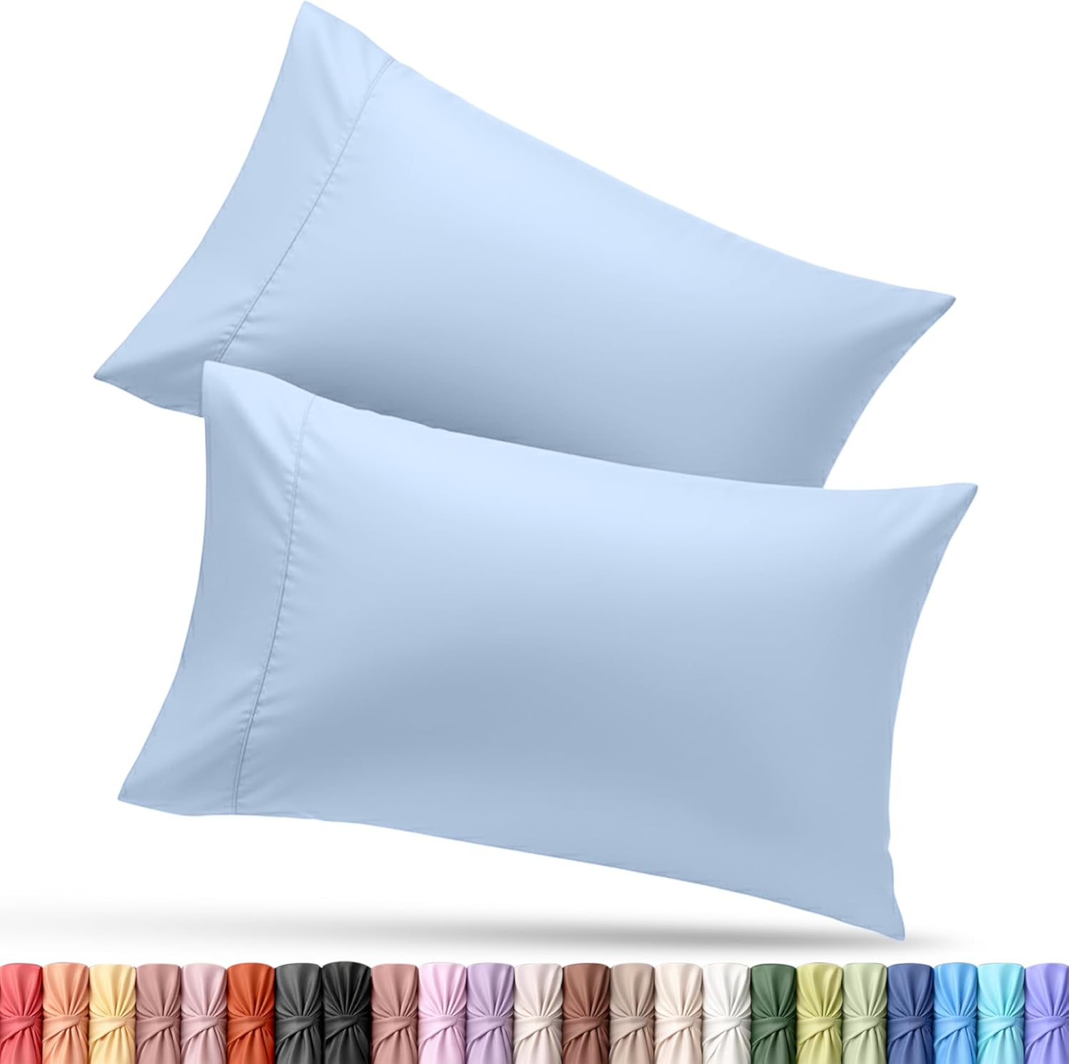 Utopia Bedding Queen Pillow Cases - Soft Brushed Microfiber - 2 Pack, 20 X 30 Inches | Ice Blue, Fade Resistant