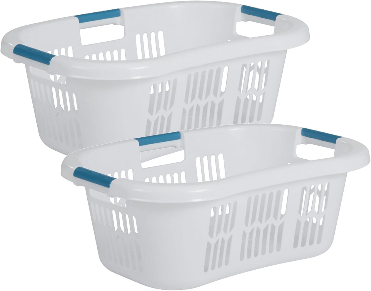 Rubbermaid Portable Plastic Laundry Basket - 2.1 Bushel Capacity | Convenient 2-Pack Set
