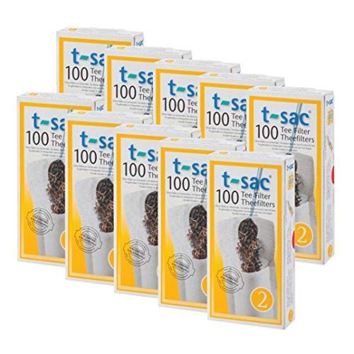 T-Sac Tea Filter Bags, Disposable Tea Infuser, Number 2-Size, 2 to 4-Cup Capacity, Set of 1,000