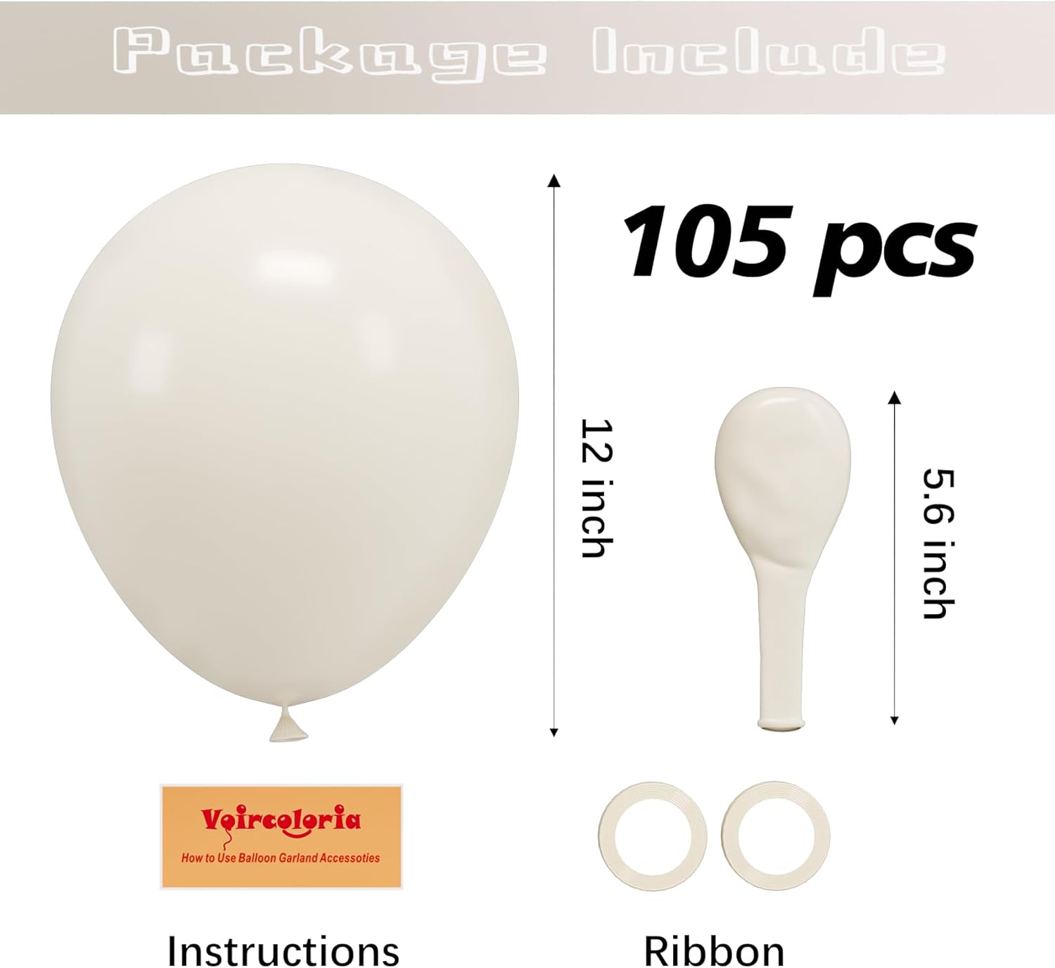 Voircoloria 12-Inch Sand Balloons - 105pcs Latex Party Balloons for Birthday & Baby Showers