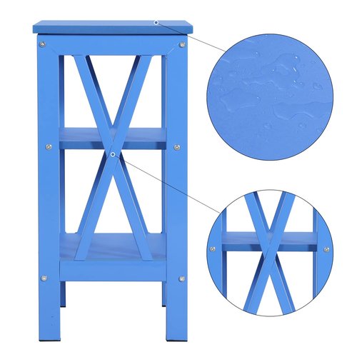 VECELO Side/End Table with Storage Shelf Nightstands for Children's Living Room Bedroom Office, Set of 2, Dark Blue