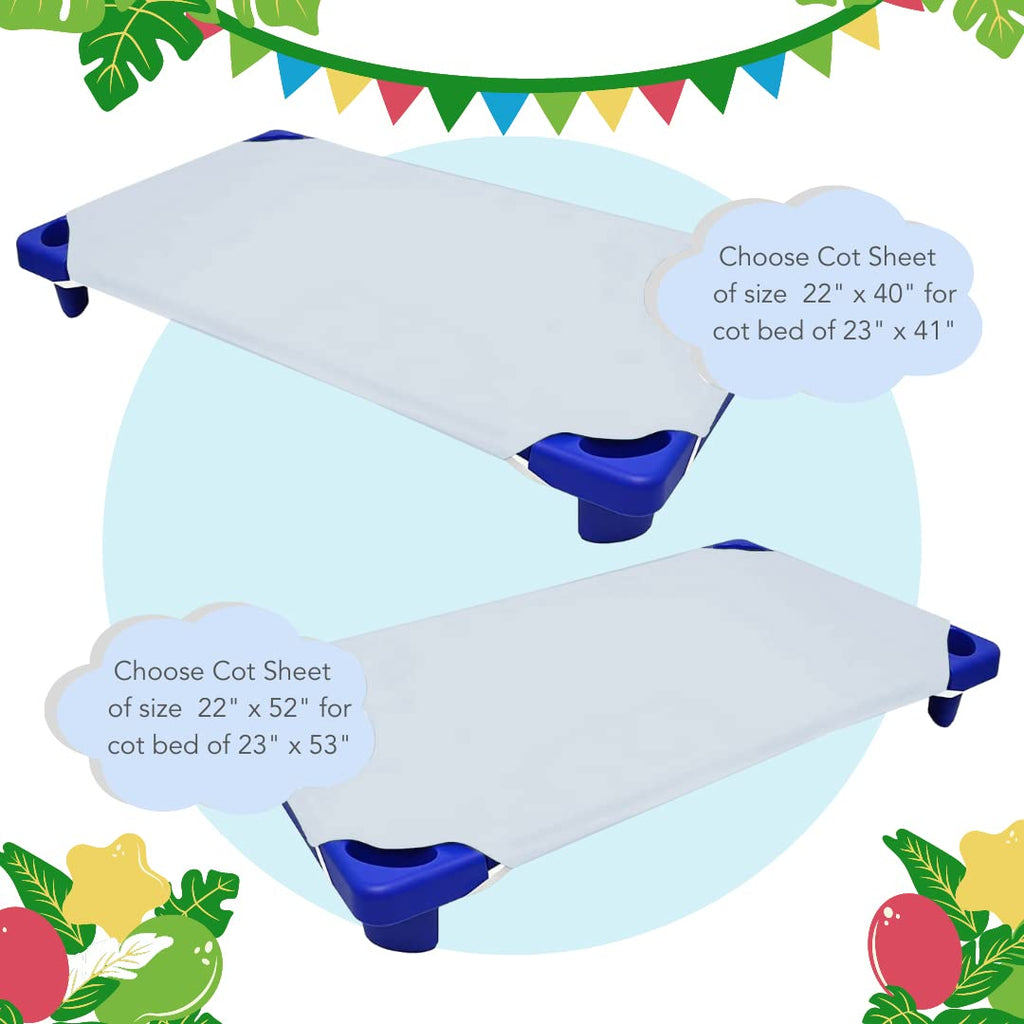 Cot Sheets for Toddler and Preschool - Daycare/Pre-School Cot Sheet - Corner Elastic Loops - Cot Bed Fitted Sheet - Poly Cotton Surface Pack of 6 (22" X 40) - Daycare Sheets 22 X 40 Inch Light Blue