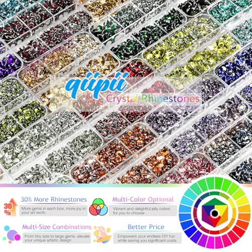 Teal Blue Resin Rhinestones Flatback Assorted Sizes with Tweezer for DIY Crafts
