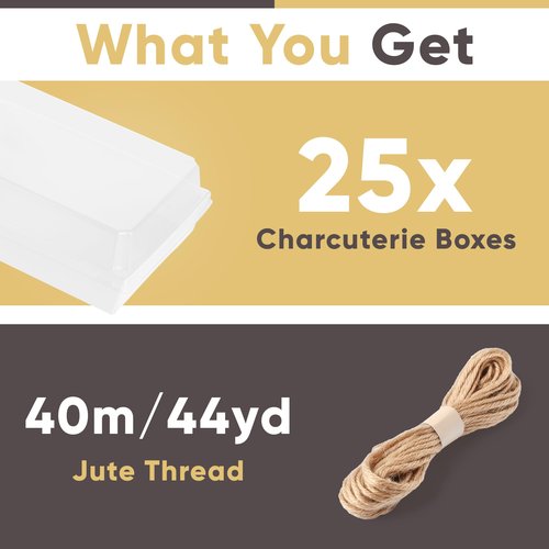 Leafiew 25 Pack 7x5 Inches Charcuterie Boxes with Clear Lids - Individual To Go Paper Charcuterie Board with Lid, Disposable Food Containers for Desserts, Cookie, Food, Charcuterie Accessories (White)