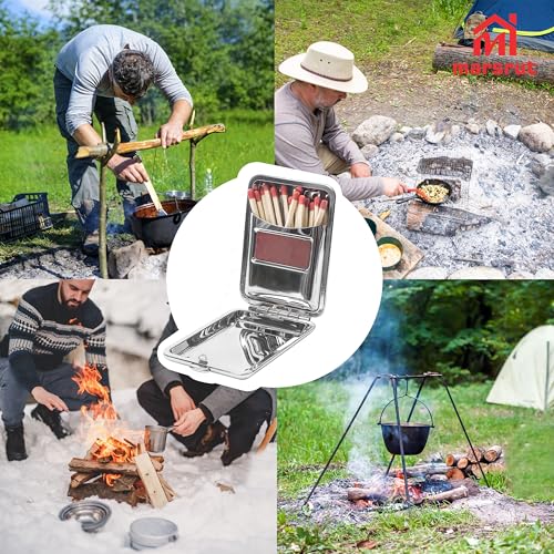 Marsrut Stainless Steel Waterproof Matchbox Case with Striker - Black