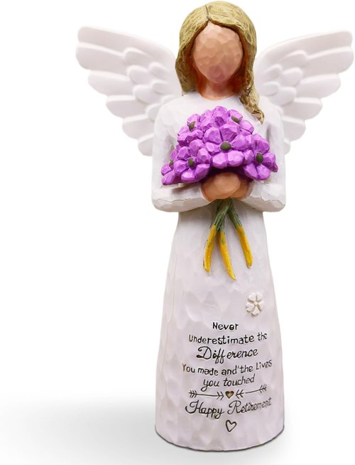 AUKEST Retirement Gift for Women - 5.1” Purple Angel Figurine | Perfect Going Away Party Decoration