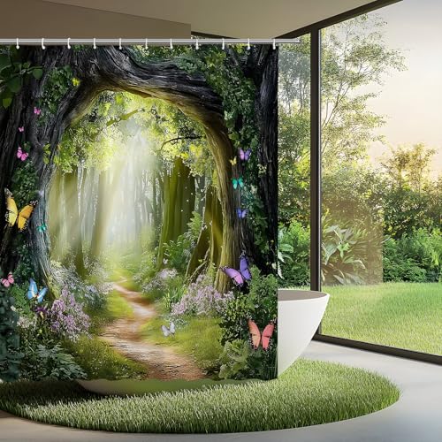 Green Forest Fantasy Shower Curtain - 70" W x 70" L - Pack of 1