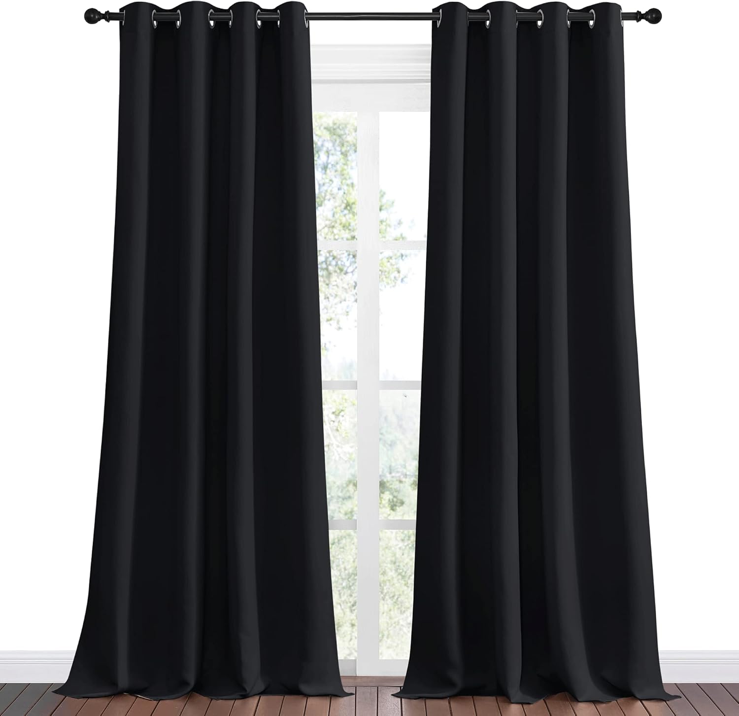 NICETOWN Blackout Curtain Shades - Thermal Insulated Draperies for Halloween | 2 Panels, 55" x 102", Black