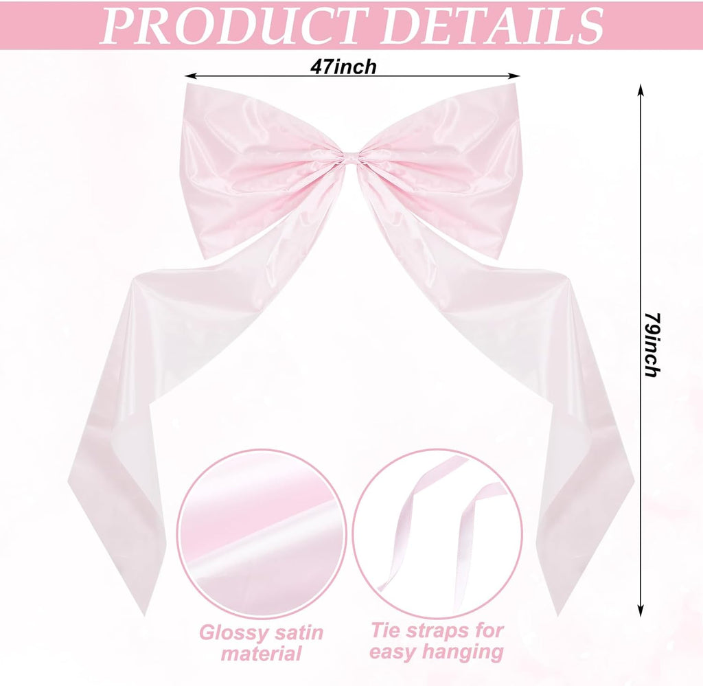 Wavwavw Giant Pink Satin Bow Decoration - 6.33 Ft Extra Large Oversized Gift Wrap for Weddings & Home Decor
