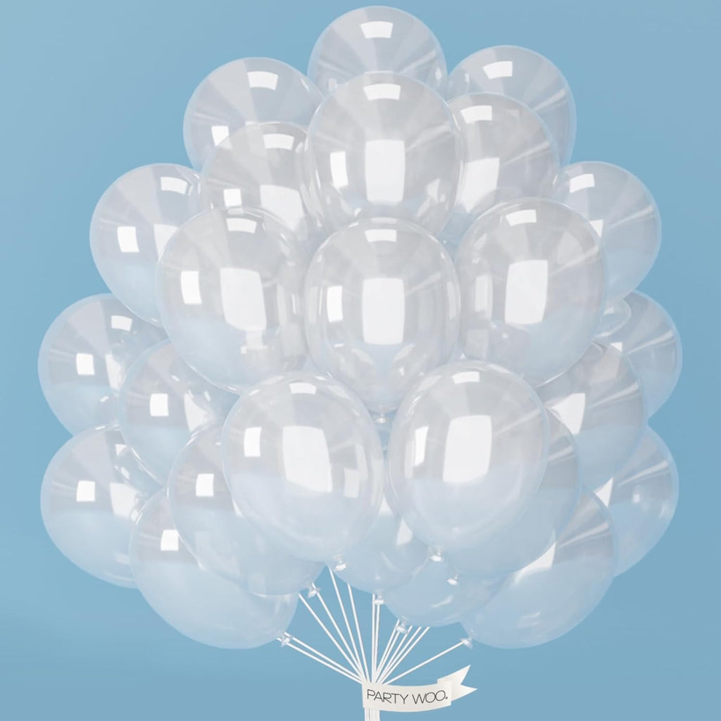 PartyWoo Clear Balloons - 100pcs 12 Inch Transparent Latex Helium Balloons for Celebrations