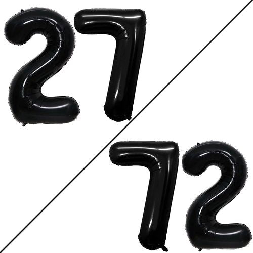 GOER Jumbo 27th Birthday Balloons - 42 Inch Black Foil Helium Decorations | 72 Count