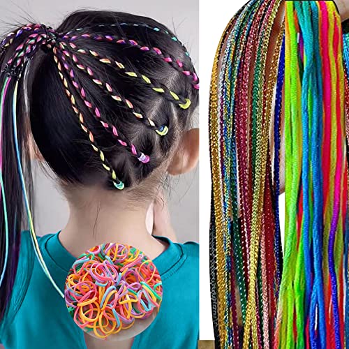 DFMEI 30Pcs Rainbow Hair Wrap String for Braids and Dreadlocks