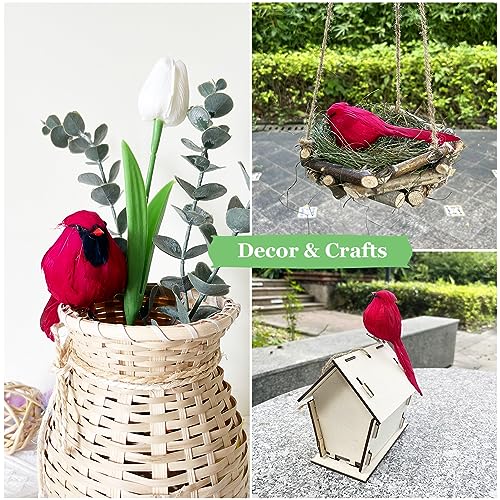 2pcs Red Cardinals Christmas Ornaments Clip-On Birds for Holiday Decor and Crafts