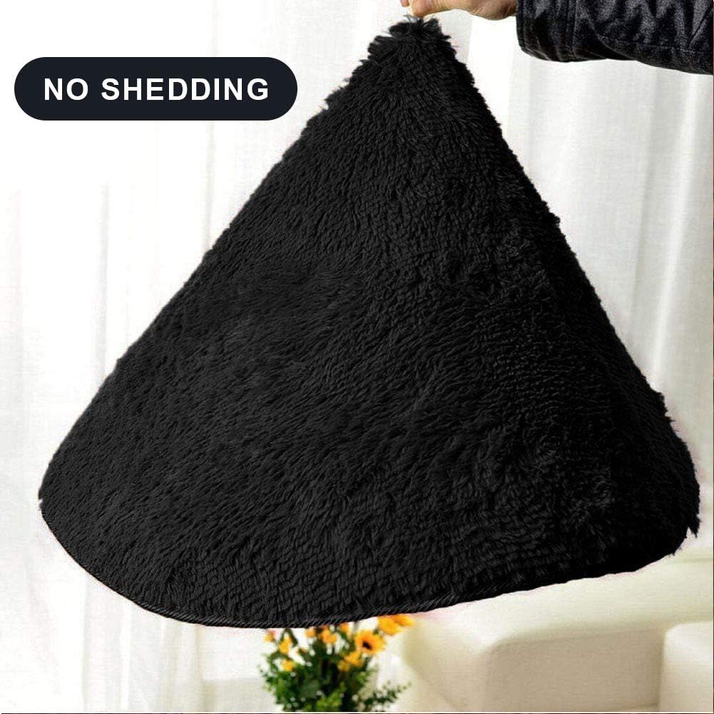 Merelax Soft Shaggy Area Rug - Non-Slip Plush Carpet for Bedroom & Living Room | 2x3 Feet, Black