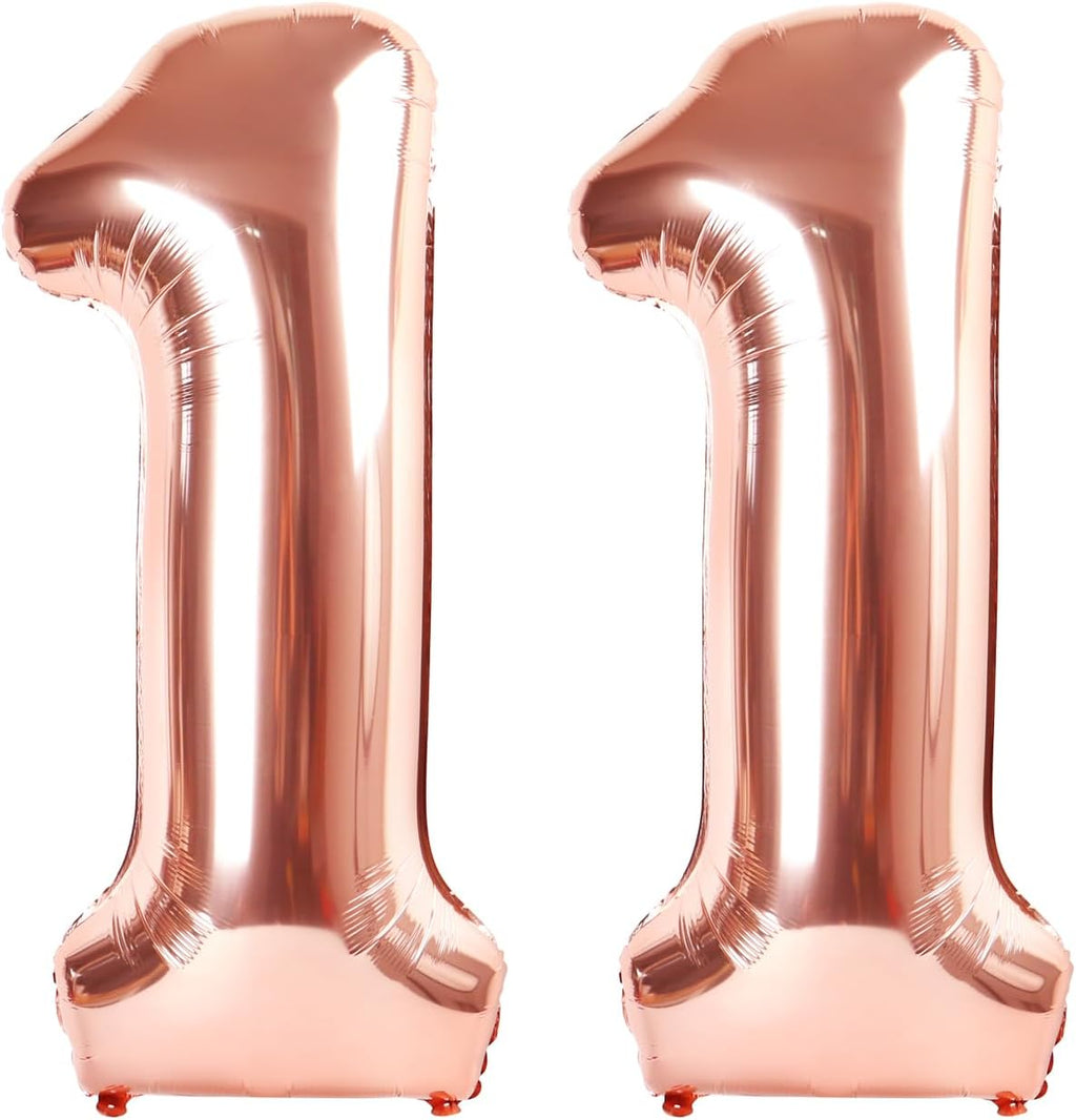 Rose Gold Number 11 Balloon - 40 Inch Birthday Decoration for 11th Birthday Party Supplies