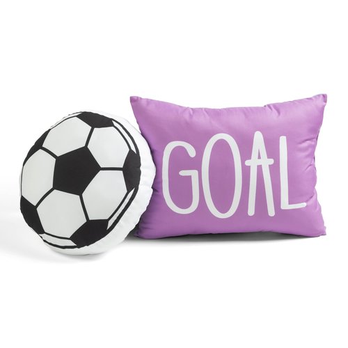 Lush Decor Girls Soccer Kick Reversible Comforter Queen Size 5 Piece Set Full/Queen White & Turquoise - Kids Bedding Set Queen Comforter - Soccer Bedding