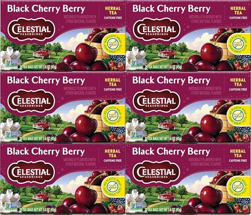 Celestial Seasonings Black Cherry Berry Herbal Tea - 6 Boxes of 20 Count