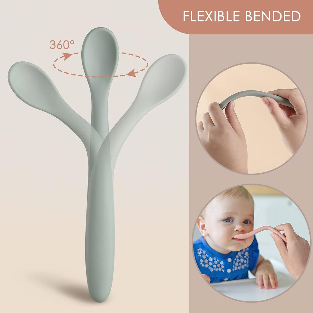 Skiennix 6-Piece Silicone Baby Feeding Spoons - Soft-Tip Infant Utensils | Dishwasher Safe & Boil-Proof