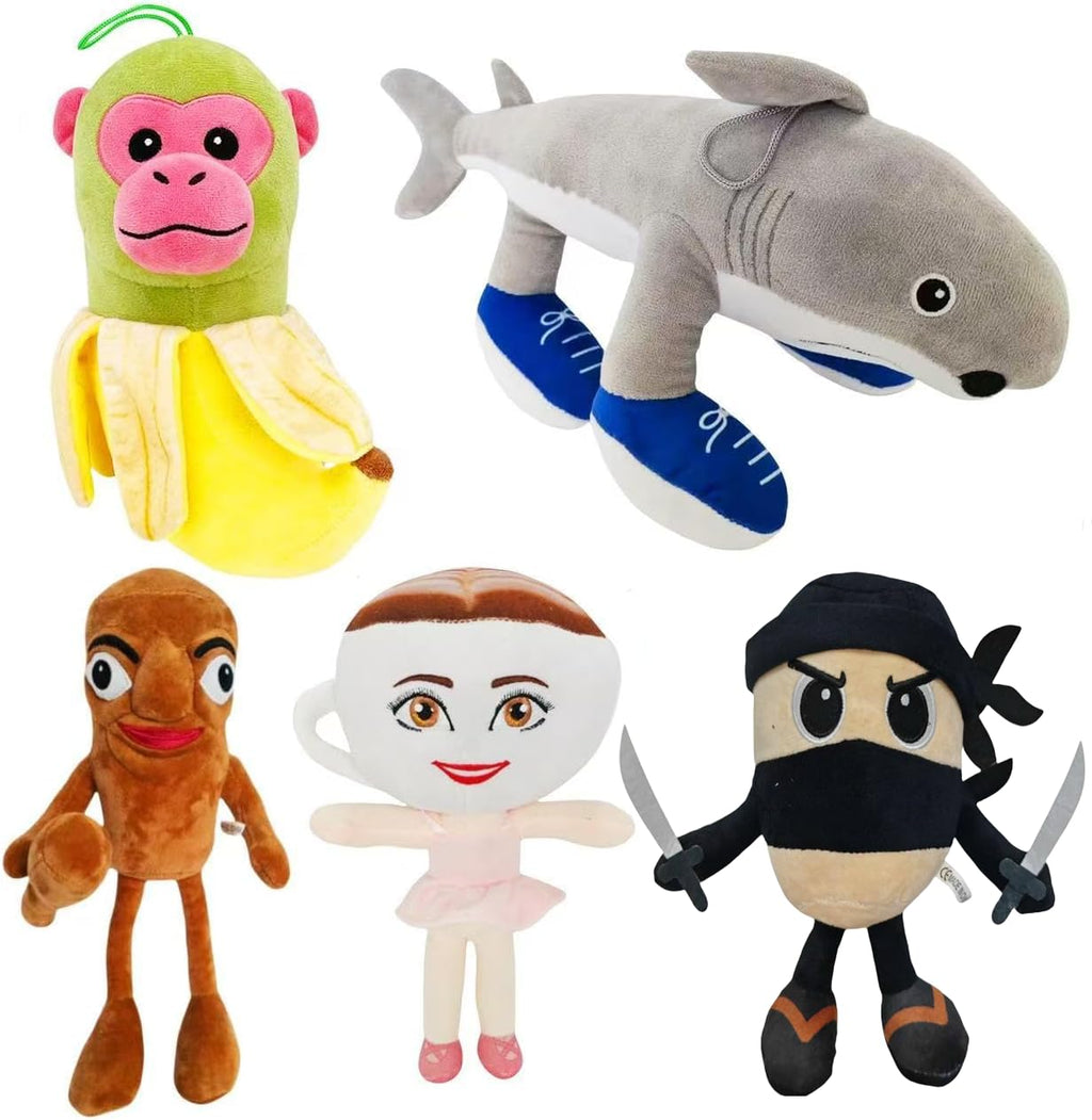 LINJABASZKZ Tralalero SahurPlush – 12" Animal Soft Pillow Toy – Funny Tung Tung Meme-Inspired Collectible for Fans 5pcs (Green)