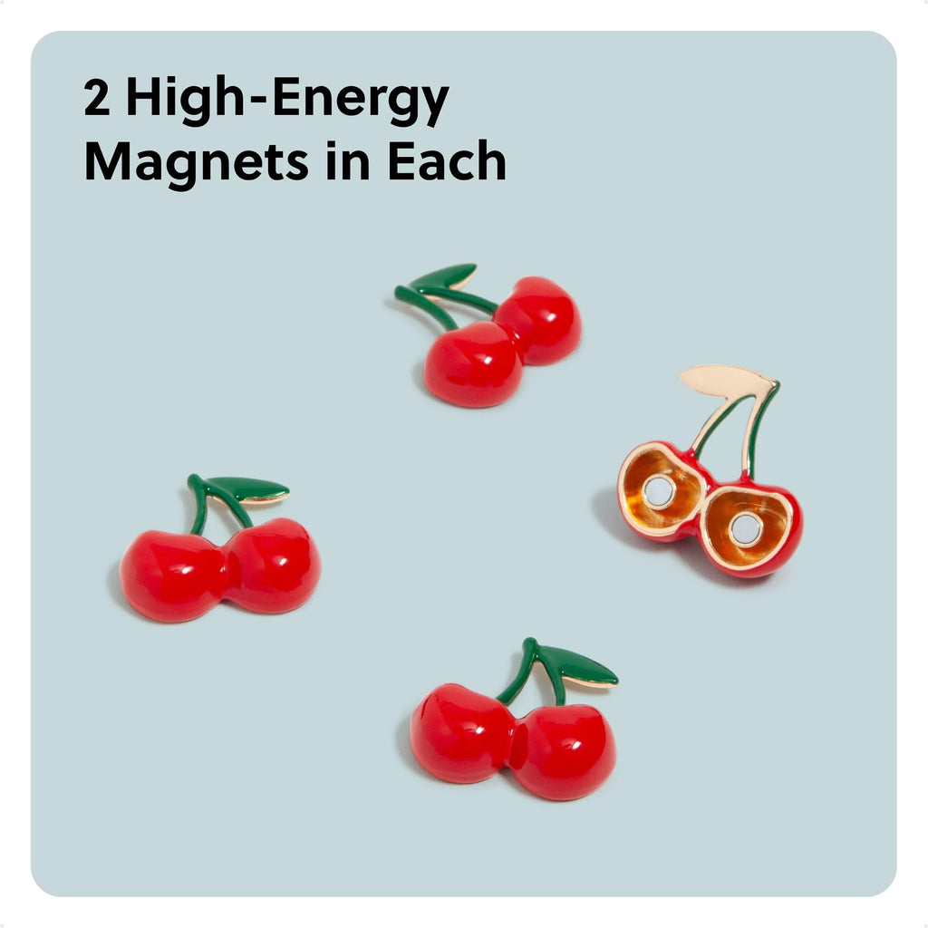 U Brands Red Cherry Locker Magnets, Set of 4, Fun Magnetic Locker Accessories for School, Whiteboard Accessories, Cute Fruit Magnets for Refrigerator