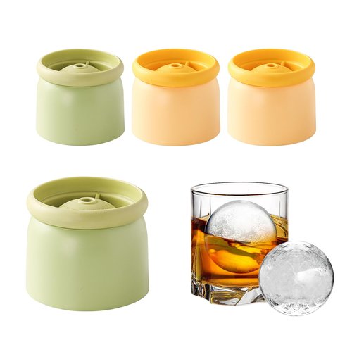 HXTDZSWHE Round Ice Cube Molds Set of 4,Make 2.4 Inch Spherelce ice for Whiskey, Cocktails and Drinks.ice cubes trays for freezer,Stackable Easy Release Ice Cube tray, Spherical Ice Makers,2 Colours