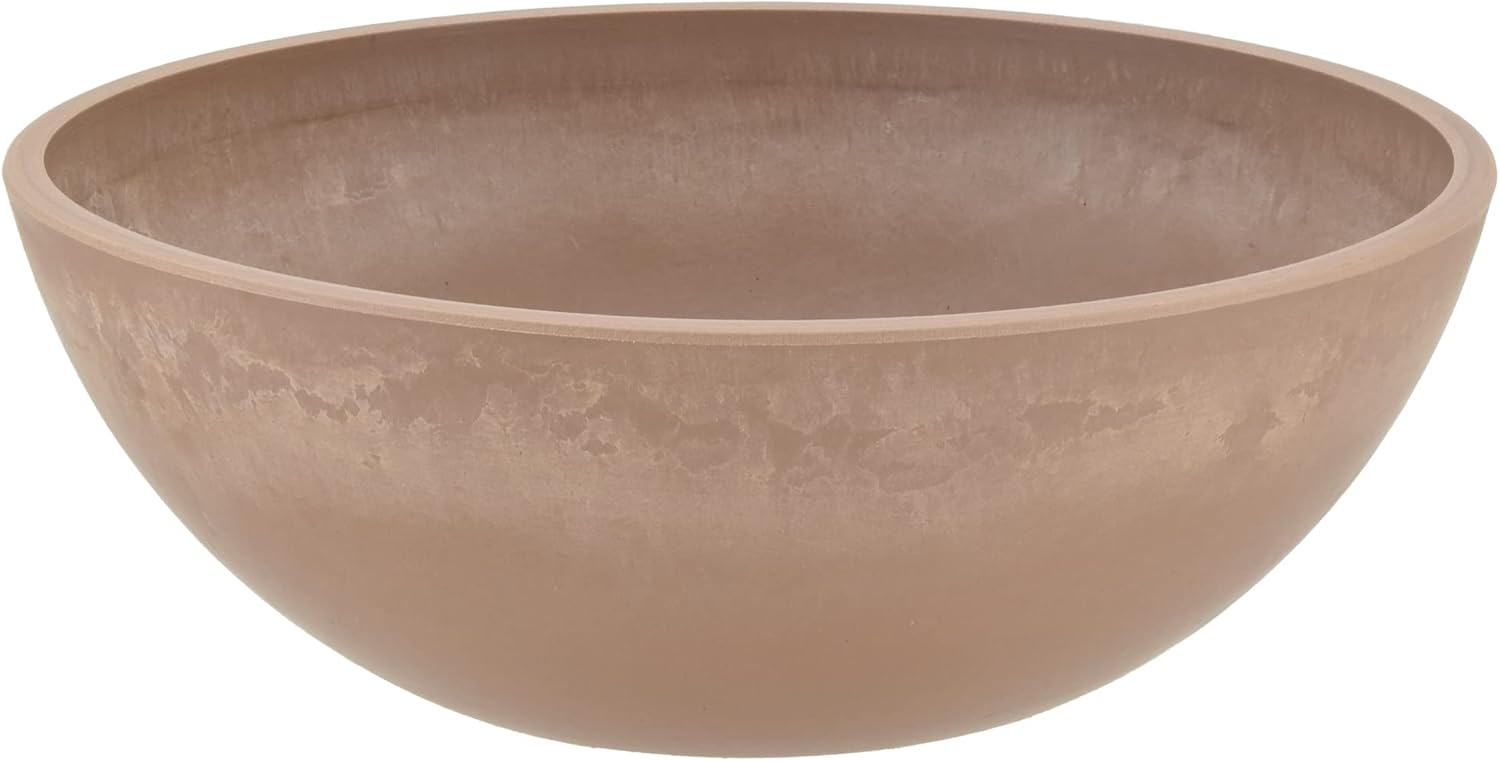 PSW Pot Collection | M30TP 12-Inch Low Bowl Planter - Drillable, Shallow Design for Succulents & Herbs, Taupe