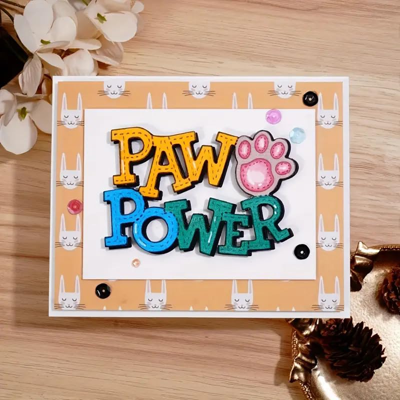 Metal Cutting Dies Cat Claws Paw & Flower Branch Stencil for Scrapbooking