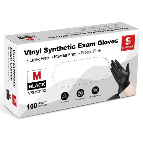 Black Vinyl Exam Gloves - 4 Mil Thickness | Nitrile Exam Gloves - 5 Mil, 100-Count Box (Medium)