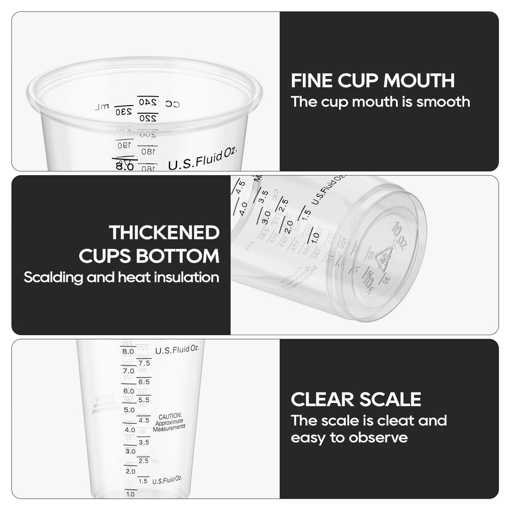 Turbo Bee Plastic Measuring Cups 8OZ,200 PACK Disposable Mixing Cups with 200 Mixing Sticks,Paint Graduated Measuring Tumblers for Epoxy Resin, Paint Mixing, Art DIY