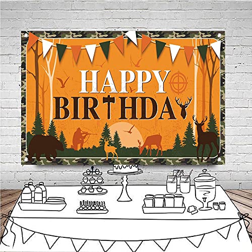 Camo Hunting Birthday Party Banner Backdrop 70x47 Inch