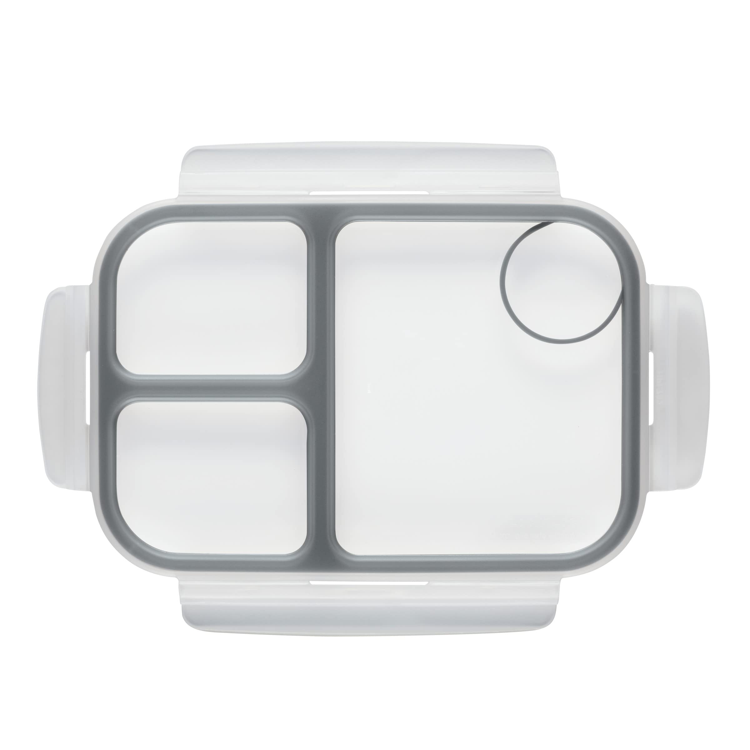 LocknLock LOCK & LOCK On the Go Meals Three Compartment Divided Lunch Box Container with Sauce Cup for School or Work, 50.7-Ounce, Gray
