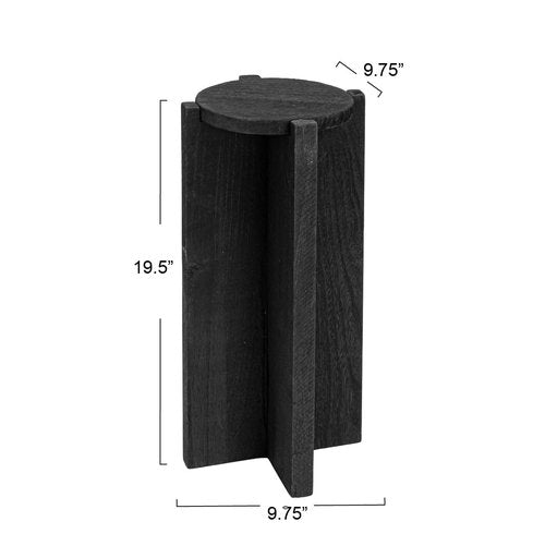 Creative Co-Op Paulownia Wood Round Accent Table, Black