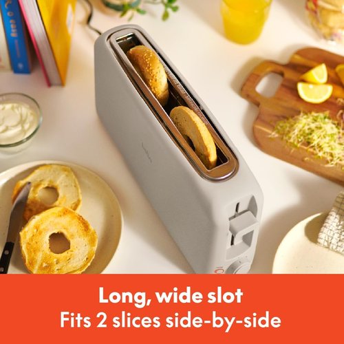 Bella 2 Slice Slim Toaster - 6 Shade Settings, Reheat & Cancel Buttons, 10” Long Slot, Oatmilk Color