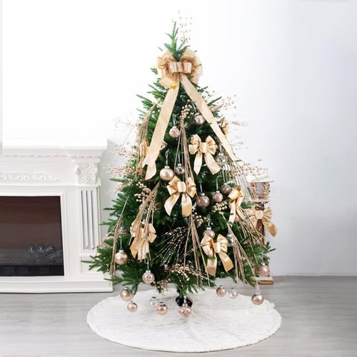 80 Inch Christmas Tree Skirt, Extra Large Thick Faux Fur, White Plush Velvet for Merry Christmas Party Decor